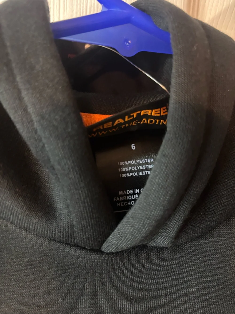 Realtree Black Hoodie with Orange Logo and Camo Pocket